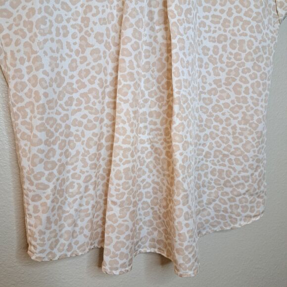 Caffe Marrakesh Women Top Animal Print 100% Lyocell Beige Short Sleeve Size M - Picture 9 of 10